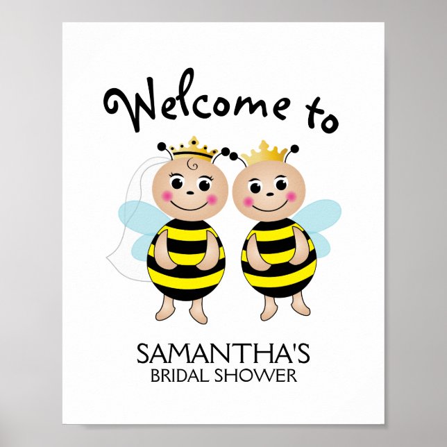 Poster Placa de Boas-Vindas para Casais Meant to Bee (Frente)
