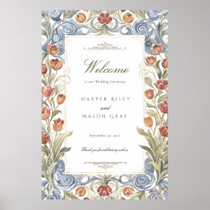 Poster Placa de Boas-Vindas para Casamento com Tulipas Ro