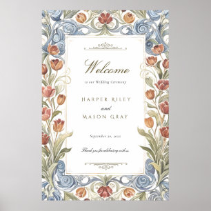 Poster Placa de Boas-Vindas para Casamento com Tulipas Ro