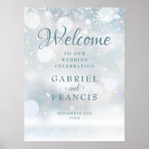 Poster Placa de Boas-Vindas para Casamento de Inverno com