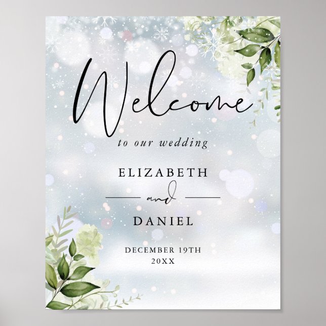 Poster Placa de Boas-Vindas para Casamento de Inverno com (Frente)