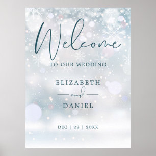 Poster Placa de Boas-Vindas para Casamento de Inverno com