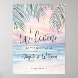 Poster Placa de Boas-Vindas para Casamento de Praia de Ve