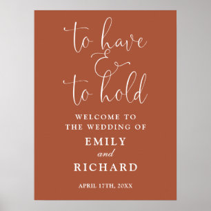 Poster Placa de Boas-Vindas para Casamento de Terracota H