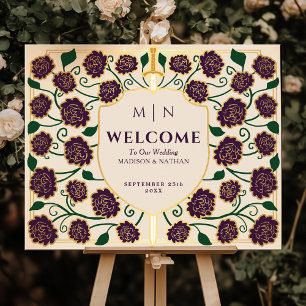 Poster Placa de Boas-Vindas para Casamento Fantasia com E