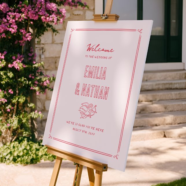 Poster Placa de Boas-Vindas para Casamento Quirky Retro D (Criador carregado)