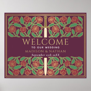 Poster Placa de Boas-Vindas para Casamento Real com Espad
