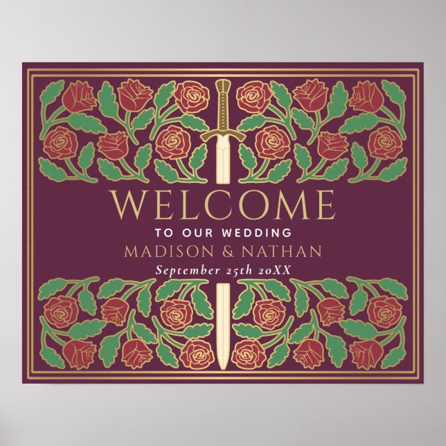 Poster Placa de Boas-Vindas para Casamento Real com Espad (Frente)