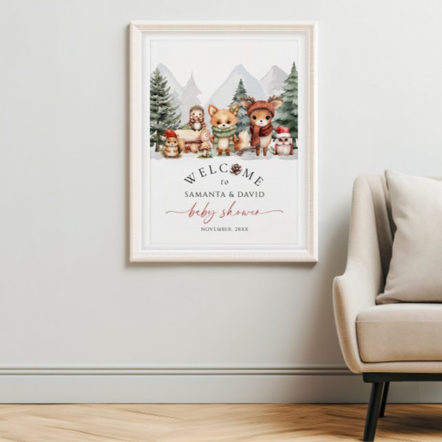 Poster Placa de Boas-Vindas para Chá de Bebê Animais da F (Criador carregado)