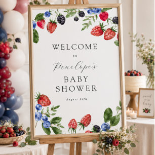 Poster Placa de Boas-Vindas para Chá de Bebê Berry Sweet 