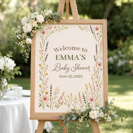 Poster Placa de Boas-Vindas para Chá de Bebê Boho de Flor