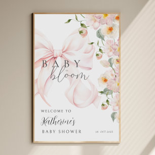 Poster Placa de Boas-Vindas para Chá de Bebê Bow Baby in
