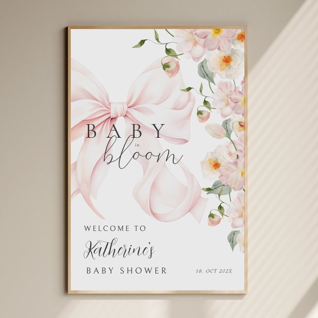 Poster Placa de Boas-Vindas para Chá de Bebê Bow Baby in  (Criador carregado)