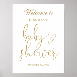 Poster Placa de Boas-Vindas para Chá de Bebê com Coração 