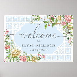 Poster Placa de Boas-Vindas para Chá de Bebê com Floral C