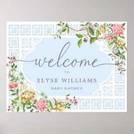 Poster Placa de Boas-Vindas para Chá de Bebê com Floral C
