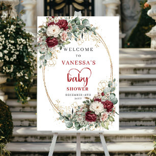 Poster Placa de Boas-Vindas para Chá de Bebê com Flores B