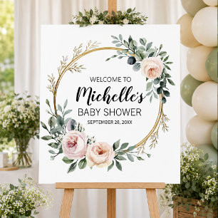 Poster Placa de boas-vindas para chá de bebê com garota e