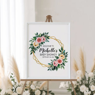 Poster Placa de boas-vindas para chá de bebê com garota e