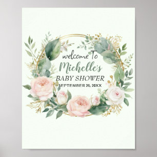 Poster Placa de boas-vindas para chá de bebê com garota e