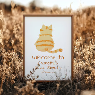 Poster Placa de Boas-Vindas para Chá de Bebê com Gato Lar