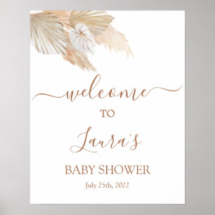 Poster Placa de boas-vindas para chá de bebê com grama da