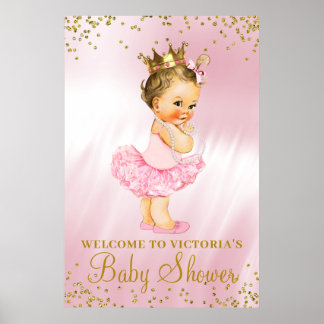 Poster Placa de Boas-Vindas para Chá de Bebê da Princesa