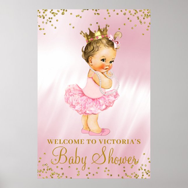 Poster Placa de Boas-Vindas para Chá de Bebê da Princesa  (Frente)