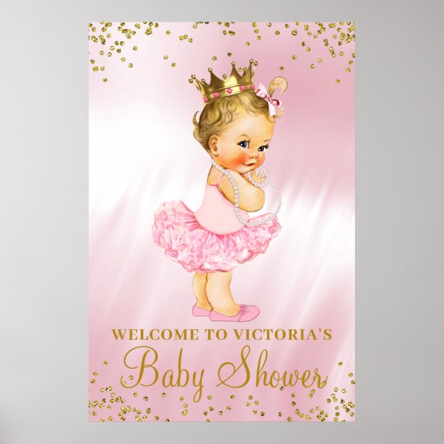 Poster Placa de Boas-Vindas para Chá de Bebê da Princesa  (Frente)