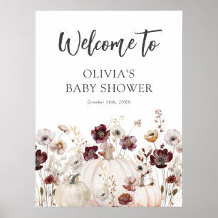 Poster Placa de Boas-Vindas para Chá de Bebê de Flor Silv