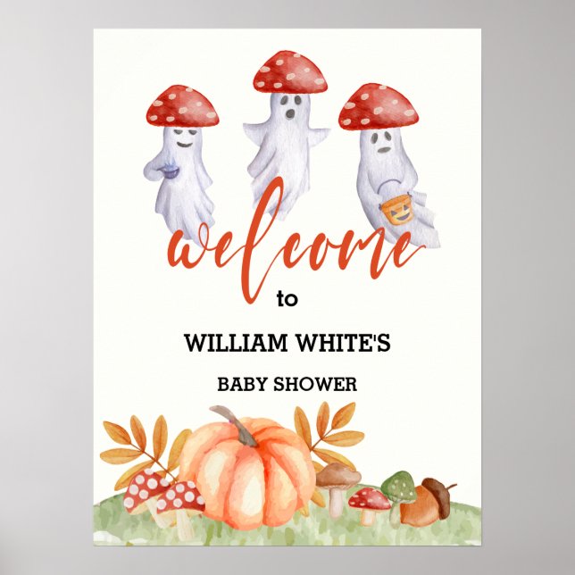 Poster Placa de Boas-Vindas para Chá de Bebê de Halloween (Frente)