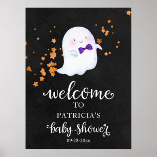Poster Placa de Boas-Vindas para Chá de Bebê de Halloween