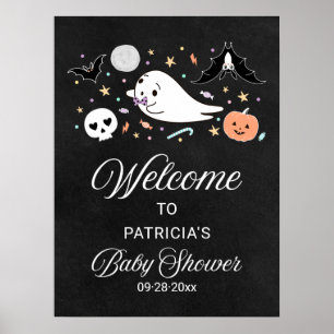 Poster Placa de Boas-Vindas para Chá de Bebê de Halloween