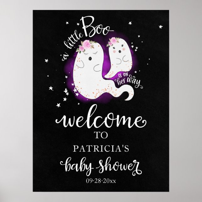 Poster Placa de Boas-Vindas para Chá de Bebê de Halloween (Frente)