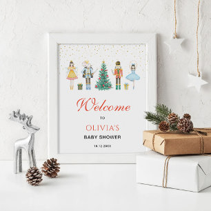 Poster Placa de Boas-Vindas para Chá de Bebê de Natal com