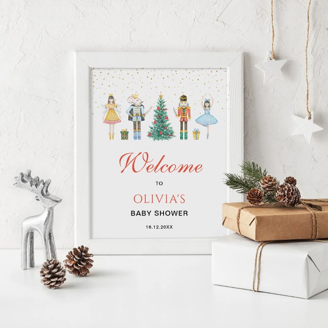 Poster Placa de Boas-Vindas para Chá de Bebê de Natal com (Criador carregado)