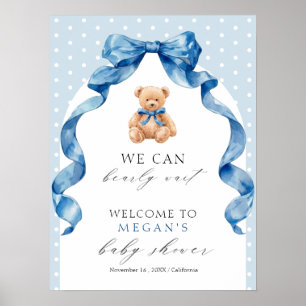 Poster Placa de Boas-Vindas para Chá de Bebê do Ursinho d