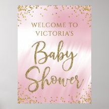 Placa de Boas-Vindas para Chá de Bebê em Dourado R