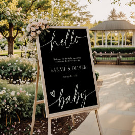 Poster Placa de Boas-Vindas para Chá de Bebê em Script El