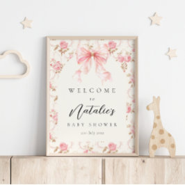 Poster Placa de Boas-Vindas para Chá de Bebê Floral Cotta