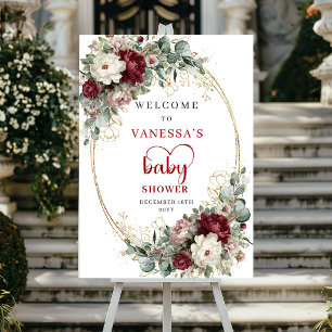 Poster Placa de Boas-Vindas para Chá de Bebê Floral Doura