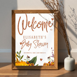 Poster Placa de boas-vindas para chá de bebê floral enfer