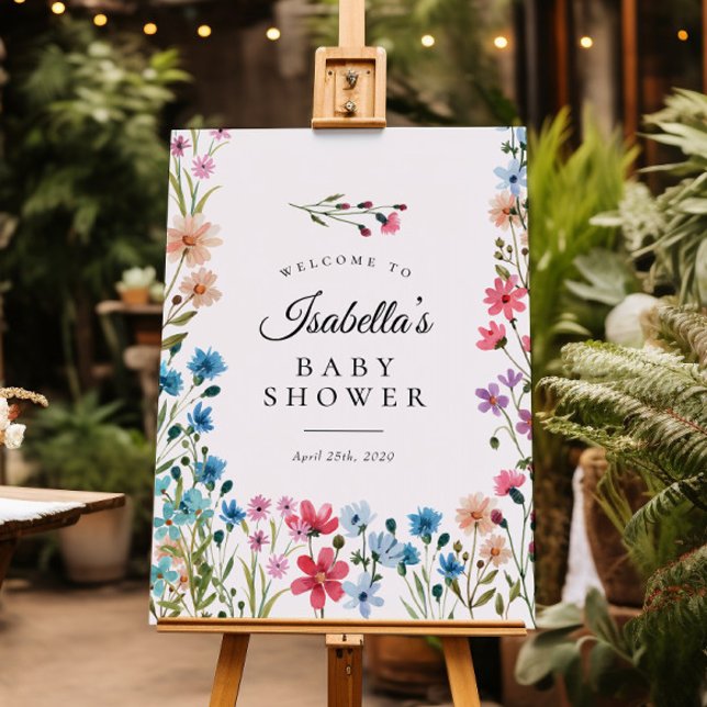 Poster Placa de Boas-Vindas para Chá de Bebê Floral Littl (Criador carregado)