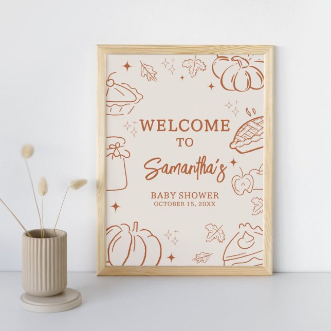 Poster Placa de Boas-Vindas para Chá de Bebê Little Cutie (Little Cutie Pie Baby Shower Welcome Sign)