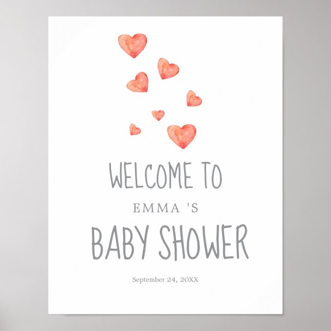 Poster Placa de Boas-Vindas para Chá de Bebê Menina com C (Frente)