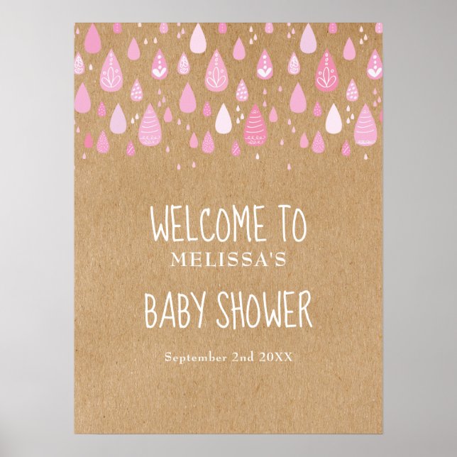 Poster Placa de Boas Vindas para Chá de Bebê Menina com G (Frente)