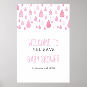 Poster Placa de Boas-Vindas para Chá de Bebê Menina com G