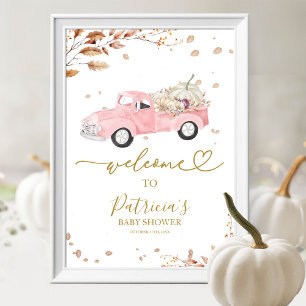 Poster Placa de Boas-Vindas para Chá de Bebê Menina de Ou