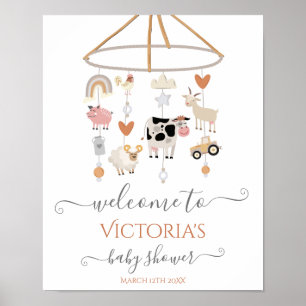 Poster Placa de Boas-Vindas para Chá de Bebê Móvel Animai