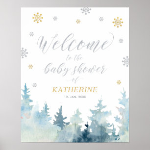 Poster Placa de Boas-Vindas para Chá de Bebê Natal Mágico